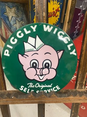 Piggly Wiggly 12" Round Powder Coated Grocery Store Sign - Image 1 of 4