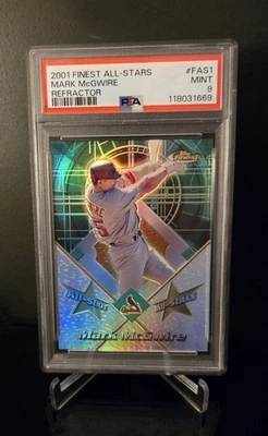 PSA 9 🔥 MARK MCGWIRE SP 2001 Topps Finest All-Stars Refractor #FAS1 Mint - Image 1 of 2