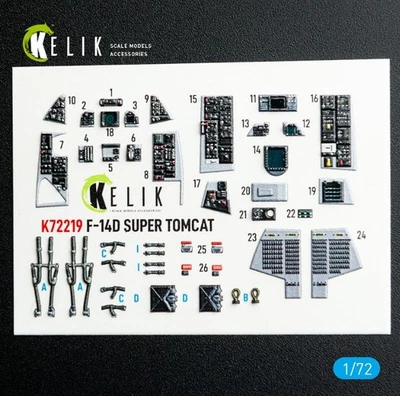 F-14D Super Tomcat - interior 3D decals for HobbyBoss kit 1/72 Kelik K72219 - Image 1 of 4