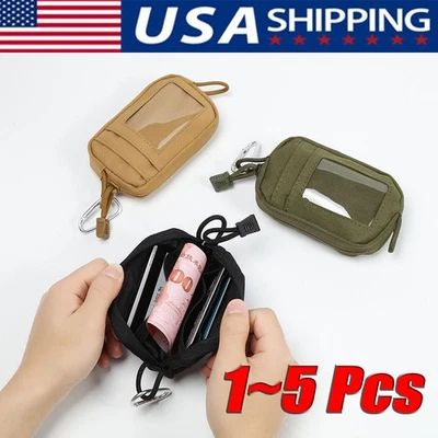 Women Men EDC Pouch Mini Nylon Wallet Tactical Key Bag Purse Coin ID Card Holder - Image 1 of 4