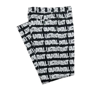 Mens 34 Graphic Print Pants Black White Cotton Flat Front Straight Fit Trousers - Picture 1 of 8