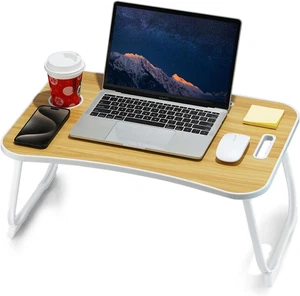 Laptop Bett Schreibtisch, klappbarer Schoßtisch, tragbarer Arbeitszimmertisch, Laptopständer mit Tasse - Bild 1 von 11