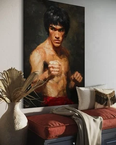 Bruce Lee Leinwand Bild Kung Fu Legende Farbig Dekoration Kunst Abstrakt China - Bild 1 von 4