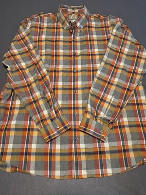L.L. Bean Shirt Men’s X-Large Orange Plaid Button Front Wrinkle Free Pocket - Image 1 of 4