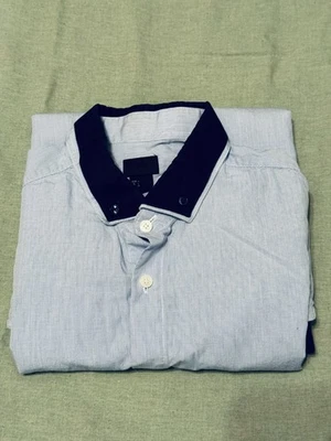 Camisa de vestir Oxford manga larga cuello abotonado dos tonos azul de H&M para hombre Foto 1 de 4