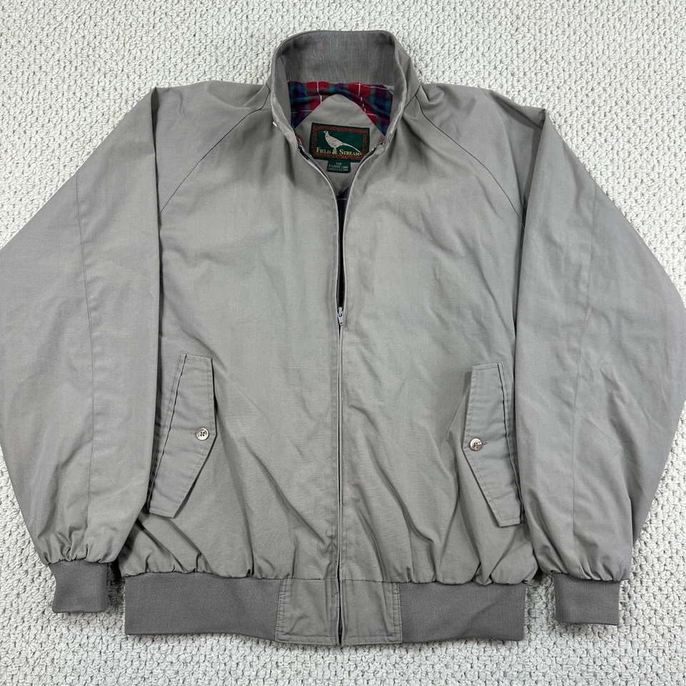 Vtg Field & Stream Harrington Jacket Mens XL Long Khaki Full Zip Plaid Lined - Image 1 of 4