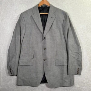 Polo Ralph Lauren Blazer Jacket Mens 44L Grey Houndstooth Made In Italy Preppy - Picture 1 of 15