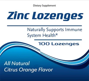 Zinc Lozenges Zinc Gluconate Immune System Support - Orange Flavor 100 Lozenges - Picture 1 of 4