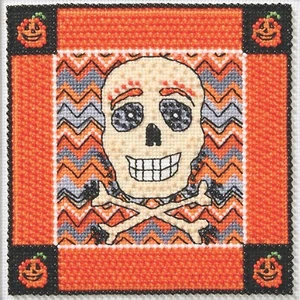 Kit de punto de cruz de calavera Mill Hill 2025 Debbie Mumm Fright Night DM302512 - Imagen 1 de 2