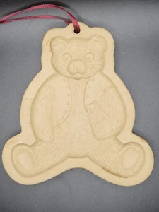 Brown Bag Cookie Art Teddy Bear Mold 1984 Ceramic Stoneware Mold Press Ornament  - Picture 1 of 12