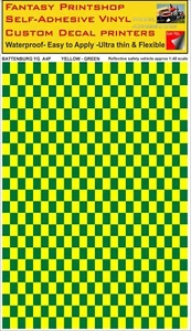 RC 1:48 Scale Reflective BATTENBURG VINYL STICKER A4 PORTRAIT Yellow Green Decal - Bild 1 von 3