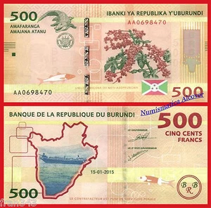 BURUNDI 500 francs francos 2015 Pick 50 SC / UNC - Picture 1 of 1