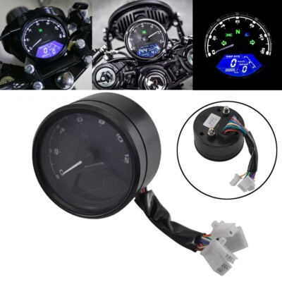 Universal Black LCD Digital Gauge Electronic Speedometer Tachometer Odometer - image 1 of 4