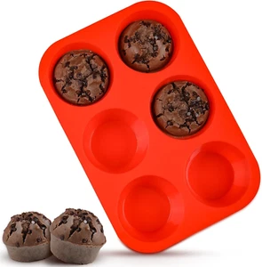 Jumbo Muffin Pan, 3.5 Inch Large Muffin Pan 6 Cup Silicone Jumbo Cupcake Tin for - Picture 1 of 12
