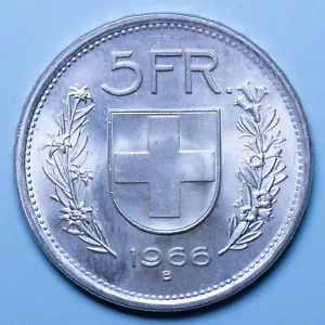 SVIZZERA 5 FRANCHI 1966 B FDC ARGENTO SILVER COIN NUMISMATICA COLLEZIONE - Foto 1 di 2