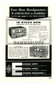 QST Ham Radio Magazine Print Ad HAMMARLUND Receivers Electronic Supply (11/59) - Picture 1 of 1