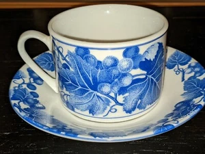Fitz And Floyd Omnibus Bordeaux Porcelain Cup and Saucer - Picture 1 of 7