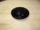 Vintage Black Amethyst Glass Flower Frog 16 Holes 4.25" Lipped Lid  FREE SHIPPIN