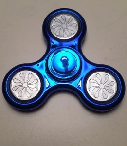 Metallic Blue Color TRI Spinner HAND FIDGET TOY EDC SPIN AUTISM ADHD - Picture 1 of 2
