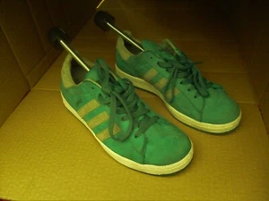 VINTAGE ADIDAS CAMPUS TRAINERS UK SIZE 8 , JADE , IN A GOODISH COND - Picture 1 of 11