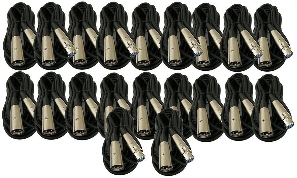 20 Lot Pack 6Ft XLR 3Pin Male to Female Mic Audio Microphone Shielded Cable 6 Ft - Image 1 of 1