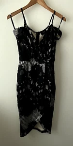 AX Paris Dress Size 6 Black Lace Wrap Cold Shoulder Party Going Out Sexy City - Picture 1 of 8