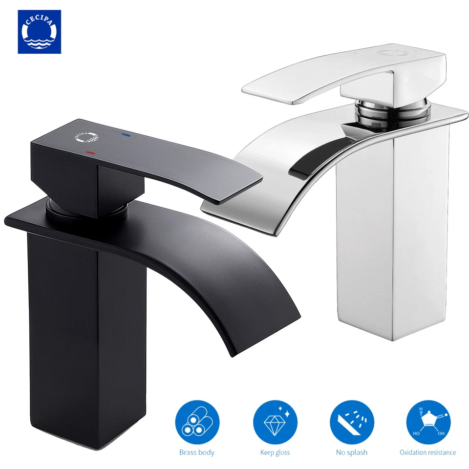 Waschtischarmatur Bad Wasserhahn Hoch Wasserfall Einhebelmischer Mischbatterie  - Bild 1 von 1