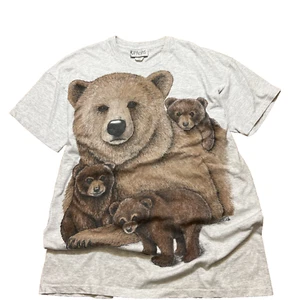 Vintage Grizzly Bear Cub T-Shirt Large 80s Made In USA Tee Herren weiß - Bild 1 von 8