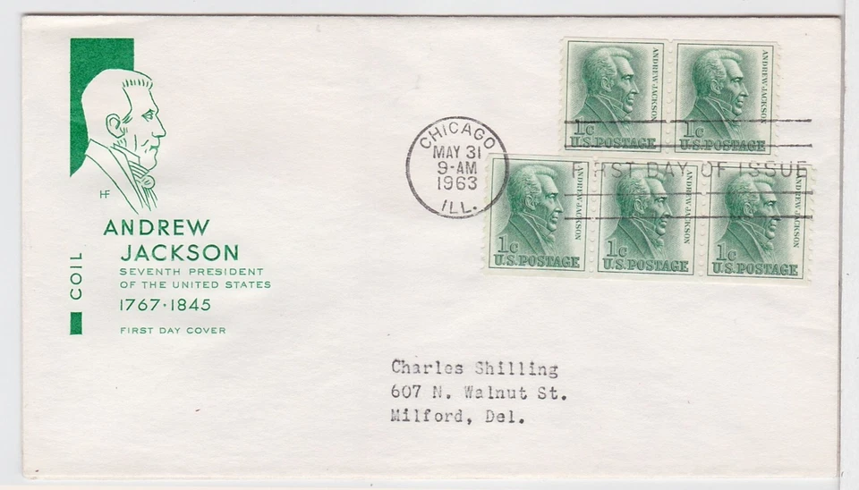 TurtlesTradingPost- Andrew Jackson 1 Cent - 1963 - #1209 FDC Farnam Cachet - Image 1 of 1