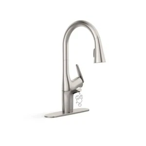KOHLER Pull Down Kitchen Faucets 9.93" in Vibrant Stainless w/ Soap Dispenser - Picture 1 of 10