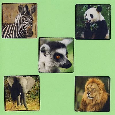 SMILEMAKERS 15 Favorite Wild Animals - Large Stickers - Panda, Zebra, Lion, Elephant, Lemur