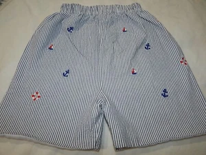 HTF Boutique Zuccini Boys 6 Seersucker Nautical Lined Preppy Shorts nICE SHAPE - Picture 1 of 7