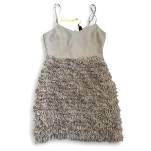 Mini Vestido Topshop Para Mujer con Volantes Talla 0 Taupe Claro Nuevo Con Etiquetas - Imagen 1 de 9