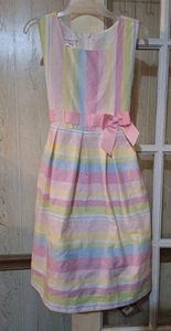 Bonnie Jean Girls Size 16 Striped Lined Sleeveless Dress Bow Zipper - Picture 1 of 6
