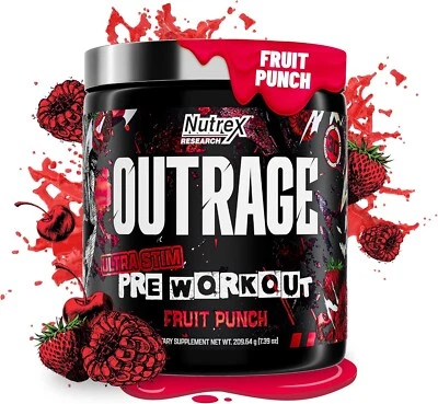 Nutrex Outrage Extreme Pre-Workout Ultra Stim, Fruit Punch - 30 Servings