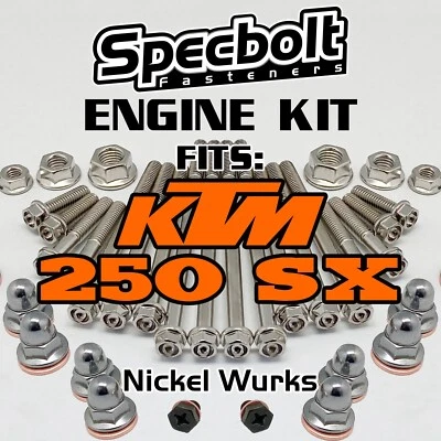 KIT DE PERNOS DE MOTOR DE NÍQUEL: CUBIERTA EMBRAGUE CÁRTER CULATA KTM 250SX 250 SX Foto 1 de 4