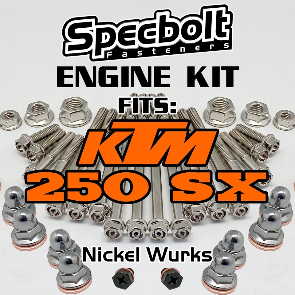 KIT DE PERNOS DE MOTOR DE NÍQUEL: CUBIERTA EMBRAGUE CÁRTER CULATA KTM 250SX 250 SX Foto 1 de 4