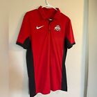 Nike Dri Fit Ohio State Polo Short Sleeve Shirt Polyester Mens Small Red Black