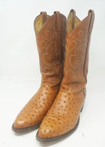 Herren Tony Lama 10,5 D Erdnuss Krokant Vollschaft Strauß Cowboy Stiefel HINWEISE LESEN - Bild 1 von 13
