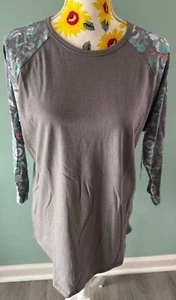 Women's LuLaRoe Randy T-Shirt Size L Gray Multi-color - Picture 1 of 6