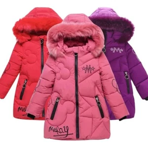 Winter Girl Jackets Keep Warm Thicken Christmas Coat Zipper Waterproof Outerwear - Picture 1 of 21