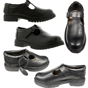 GIRLS BACK TO SCHOOL SHOES KIDS GENUINE LEATHER T BAR BALLERINA MARY JANE PUMPS - Picture 1 of 6