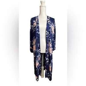 Umgee USA Floral Navy Side Slit Kimono Small NWT - Picture 1 of 3