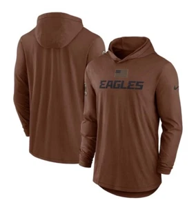 Philadelphia Eagles NIKE Salute To Service Brown Long Sleeve Hoodie T-Shirt XXL - Picture 1 of 4