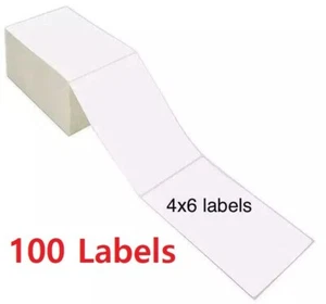 100 Count 4"x6" Thermal Shipping Labels - Accordion Fanfold Stack - Picture 1 of 4