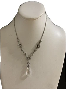 $55 Carolee silver tone floral crystal Y necklace 19" JS901HA - Picture 1 of 6