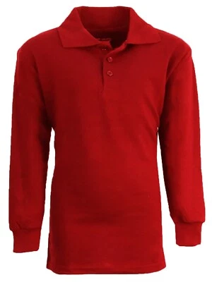 School Uniform Long Sleeve Polos for Boys Choose Shirts Color - Sizes 4-20 NWT - Image 1 of 3