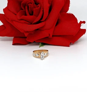 14k Gold Cubic Zirconia Rivet 3.31g Ring Size 8 CAT RESCUE - Bild 1 von 2
