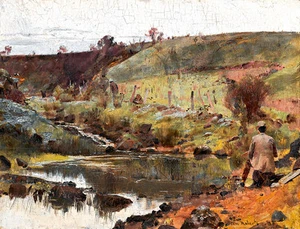 A Quiet Day on Darebin Creek A1 by Tom Roberts High Quality Canvas Print - Bild 1 von 1