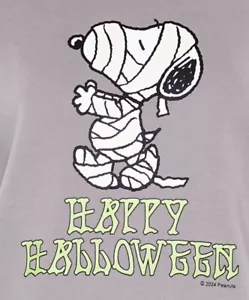 Peanuts Snoopy Mummy Halloween Gray Sweatshirt Unisex Size S - Picture 1 of 5